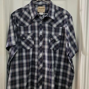 Wrangler Men's Blue Plaid Shirt